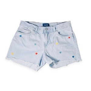 Novelty Heart Embroidered Jean Shorts